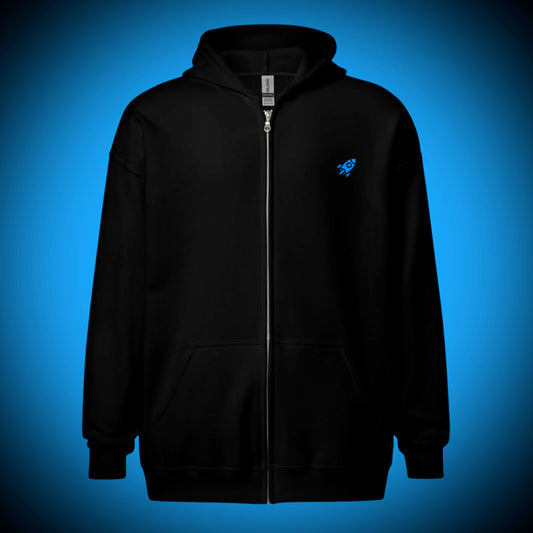 🚀 ROCKET LOGO - Premium Embroidered Heavyweight Zip Hoodie Without Poster